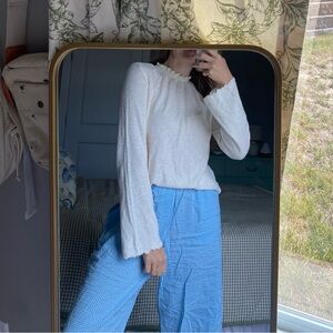 Texture & Thread by Madewell White Ruffle Long Sleeve Blouse